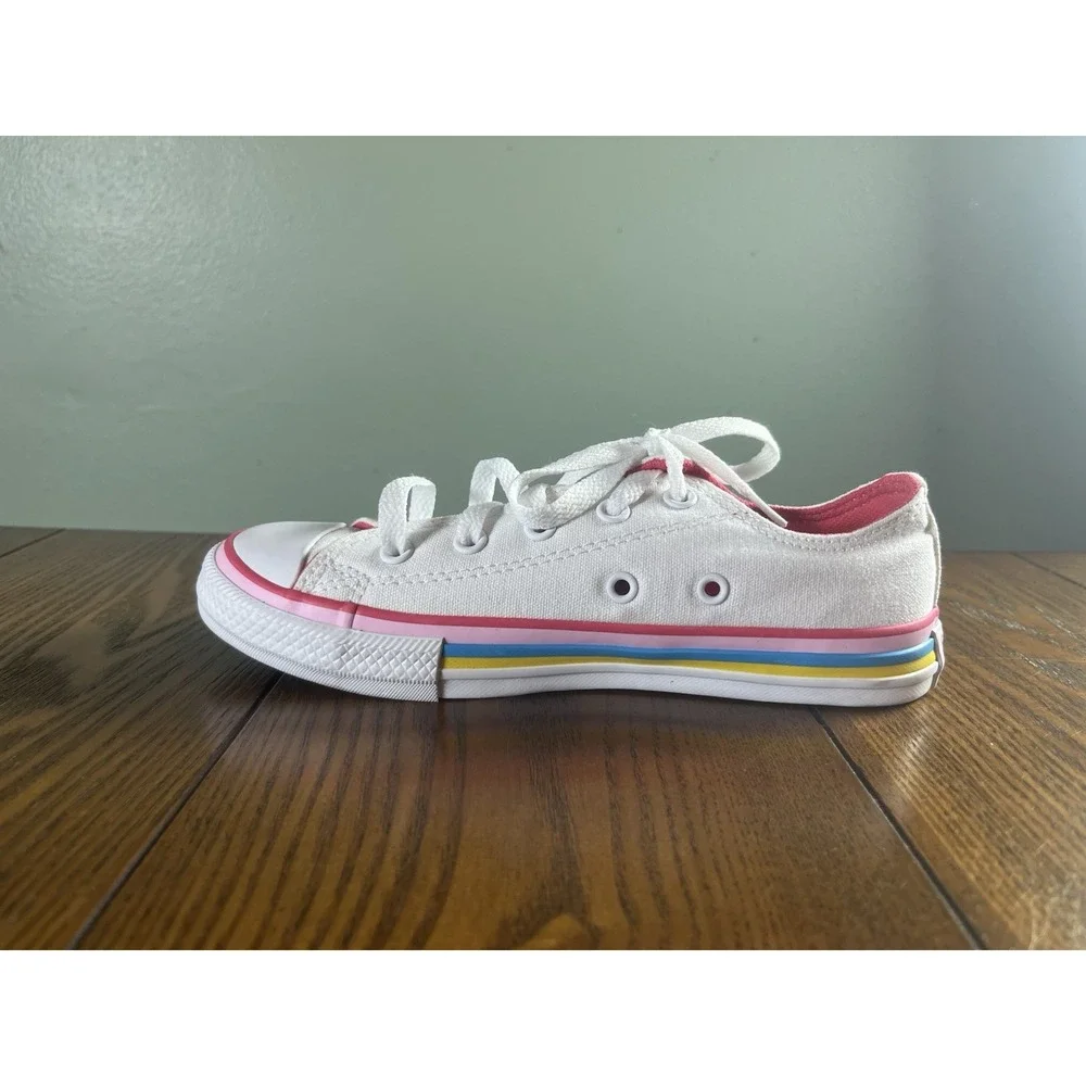Converse All Star Ox Multi-Stripe White/Carmine Pink Canvas Youth 1.5